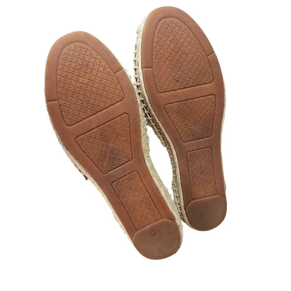 Tory Burch 7 Clarice White Cut Out Espadrille Sandal Boho Coastal Casual Preppy
